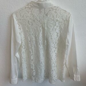 Sundance White Lace Cotton Blouse Size M